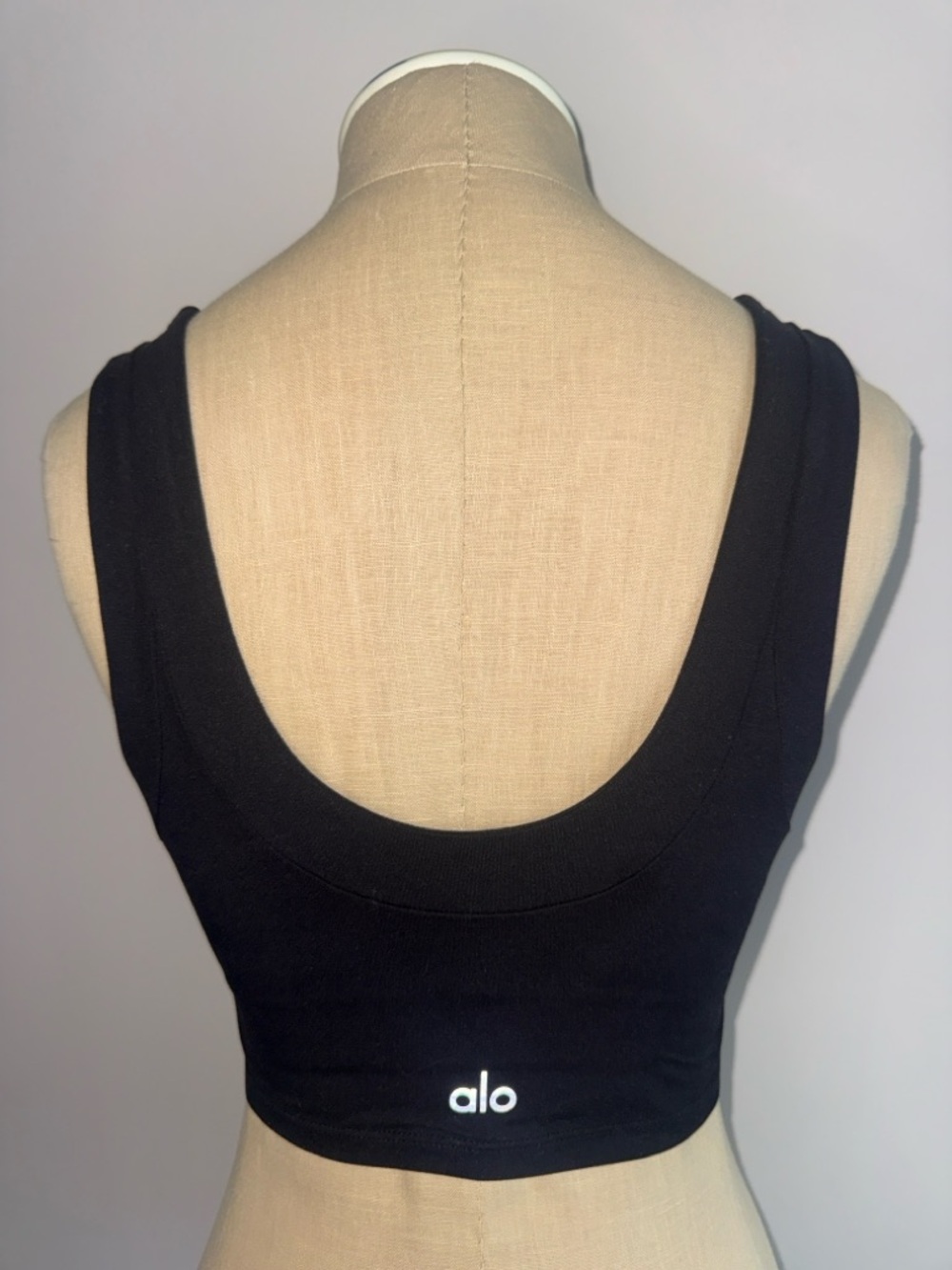 ALO Yoga Black Cropped Top with Built-in Sports Bra | Size Small